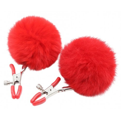 Зажимы на соски с красными помпонами Notabu