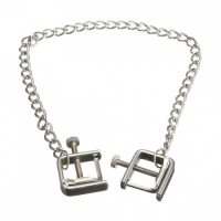 Квадратные зажимы с цепочкой Silver