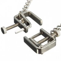 Квадратные зажимы с цепочкой Silver