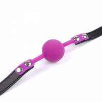 Силиконовый кляп-шар розового цвета на ремне с замочком
