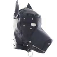 Кожаная маска-шлем собаки на шнуровке