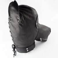 Кожаная маска-шлем собаки на шнуровке