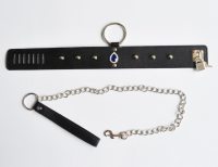 Черный ошейник с поводком на замочке