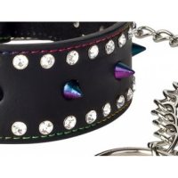 Строгий ошейник БДСМ с шипами и поводком