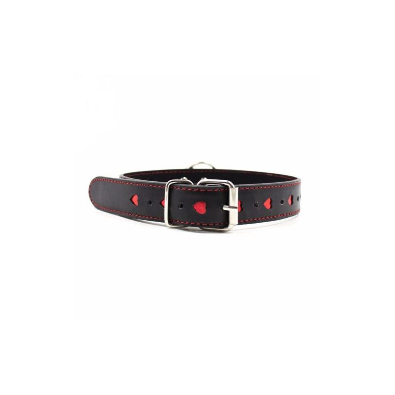 Ошейник узкий с красными сердечками