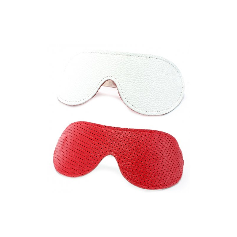 Двухсторонняя маска на глаза из натуральной кожи бело-красная