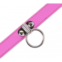 Розовый ошейник с металлическим кольцом