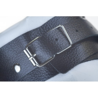 Классический черный БДСМ ошейник с металлическим поводком