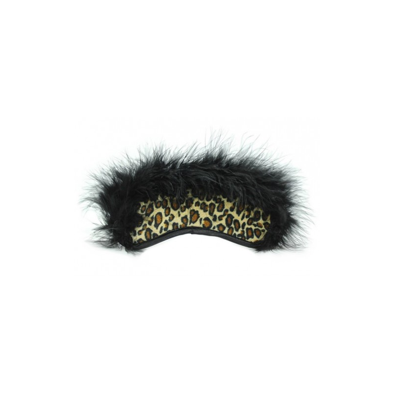 Леопардовая маска для глаз с черным мехом