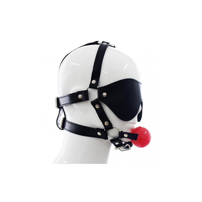 БДСМ маска на ремнях с силиконовым кляпом