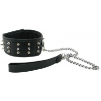Ошейник с шипами и металлическим поводком-цепочкой Extreme Spiked Collar With Leash