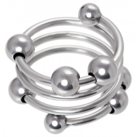 Металлическое кольцо с подвижными бусинами под головку пениса Metal by Toyfa