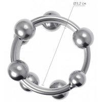 Металлическое кольцо с подвижными бусинами под головку пениса Metal by Toyfa