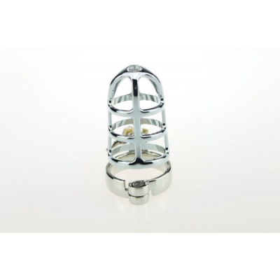 Мужской пояс верности серебристый диаметр запорного кольца 4,2 см