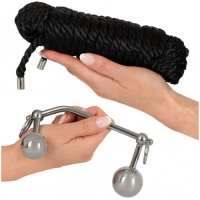Набор для бондажа с металлическими шариками Bondage Plugs with 10 m Rope