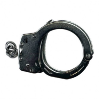 Настоящие милицейские наручники черного цвета на цепочке и с двумя ключами