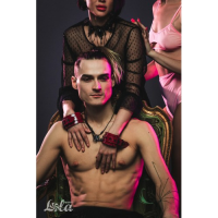 Красные лаковые наручники Party Hard Bizzare на металлической цепи