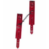 Красные лаковые наручники Party Hard Bizzare на металлической цепи