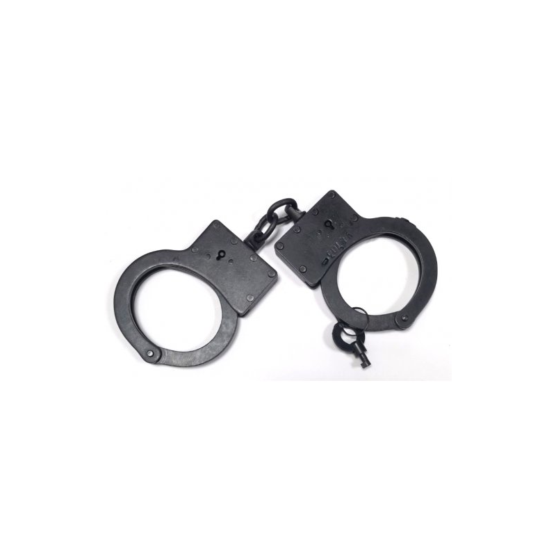 Настоящие милицейские наручники с одним ключиком, черные
