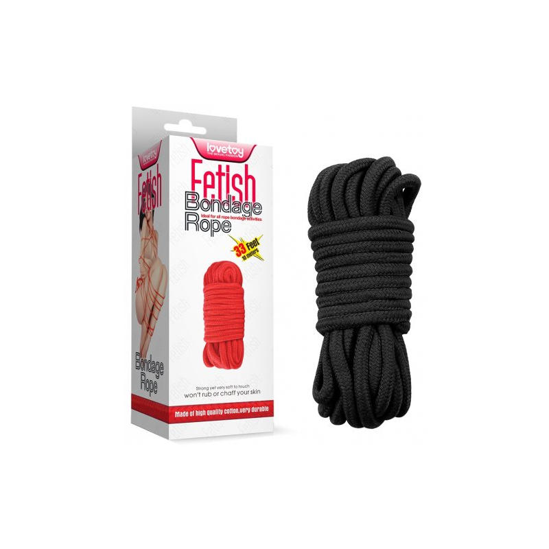 Веревка для бондажа черная Fetish Bondage Rope 10 м