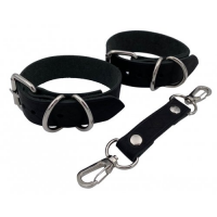 Черные наручники из натуральной кожи ручной работы