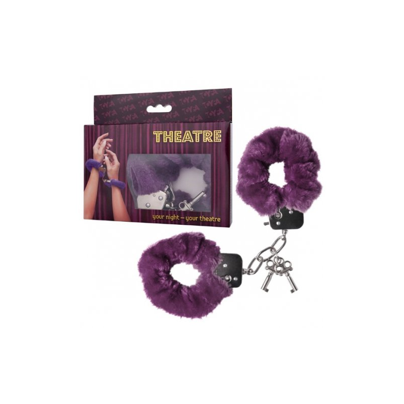 Металлические наручники с фиолетовым мехом Theatre