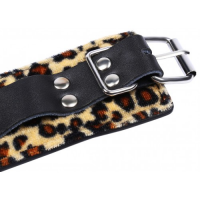 Леопардовые наручники с серебряной цепочкой