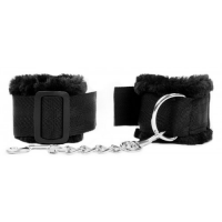 Текстильные наручники с мехом черные