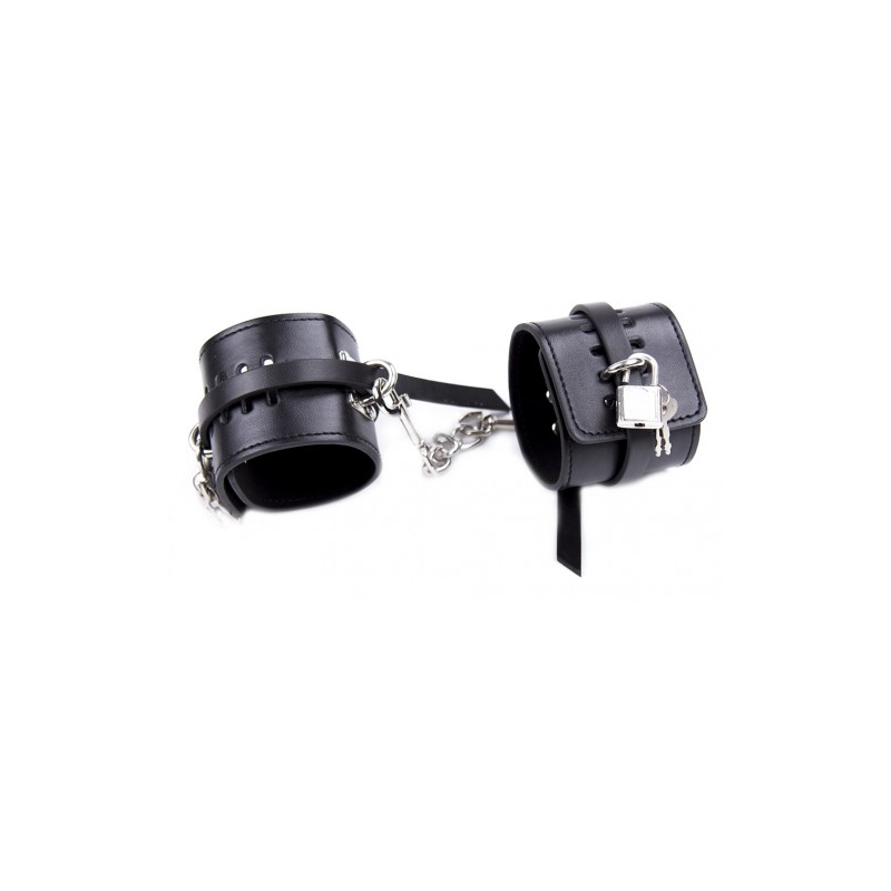 Черные БДСМ наручники с замочками