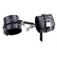 Черные БДСМ наручники с замочками