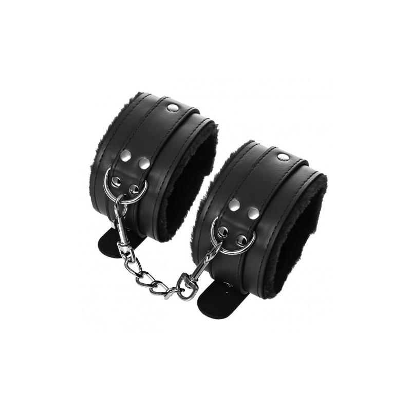 Черные наручники с мехом