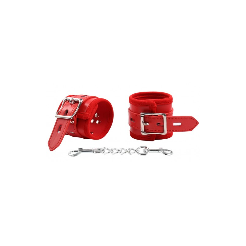 Красные наручники с мягкой окантовкой