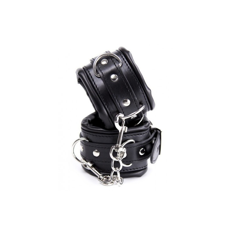 Черные БДСМ наручники с цепью