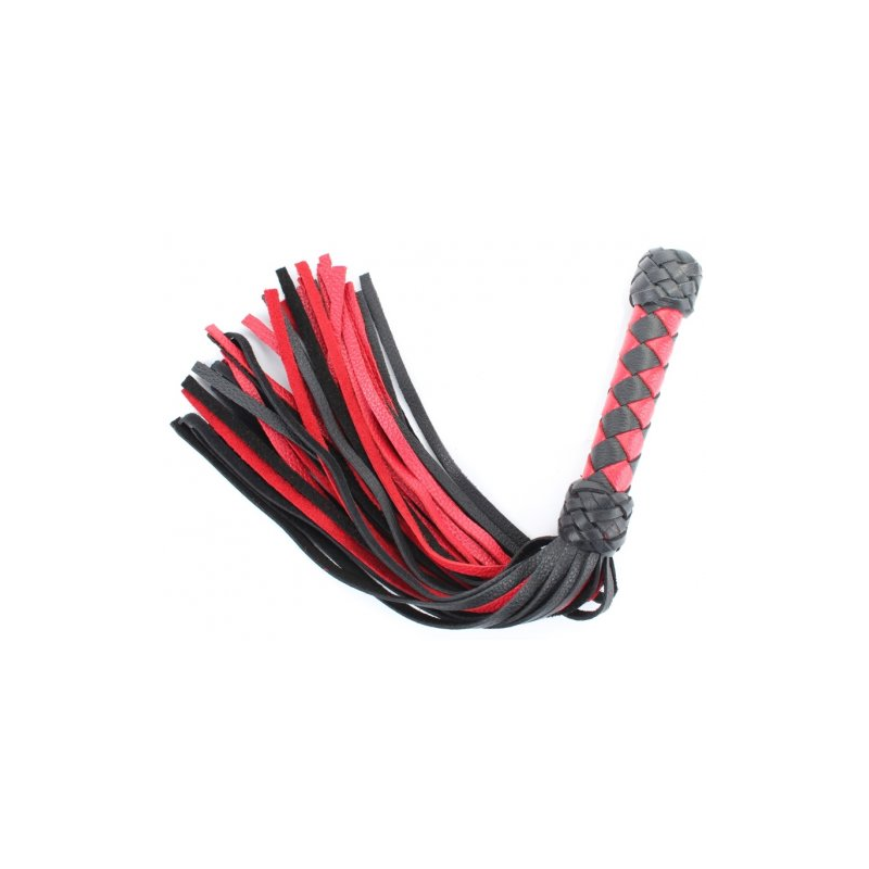 Черно-красная плеть с плетением из натуральной кожи