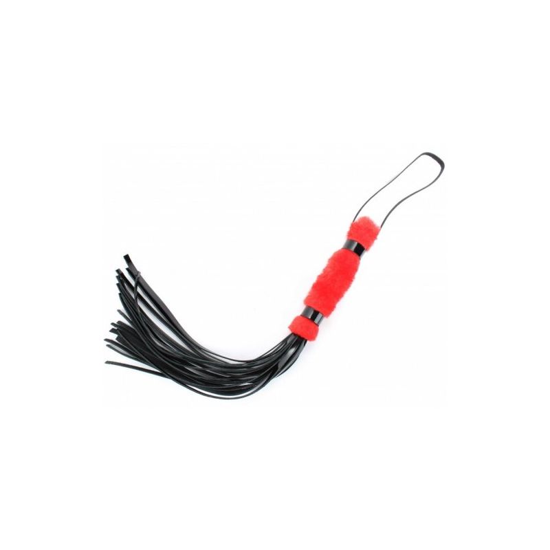 Флоггер из лаковой кожи с красным мехом