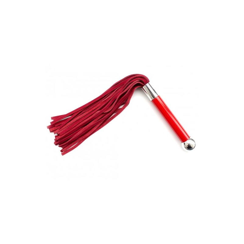 Красная замшевая плеть со стеклянной ручкой