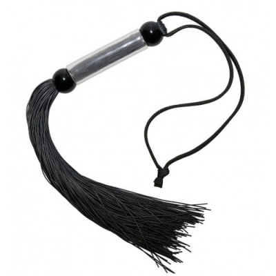 Плеть-флоггер черного цвета с резиновым хвостиком