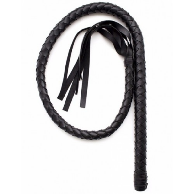 Плетеный черный кнут с хлыстами 108 см