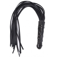 Черная БДСМ плеть с черным фаллосом 66 см ИМЕЕТ ДЕФЕКТ