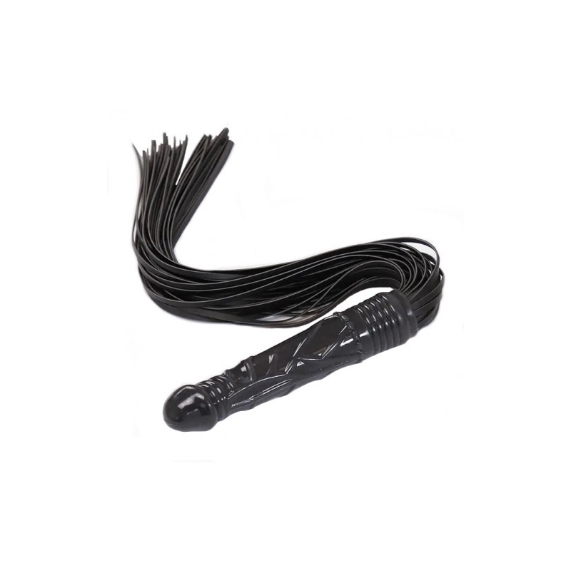 Черная БДСМ плеть с черным фаллосом 66 см ИМЕЕТ ДЕФЕКТ