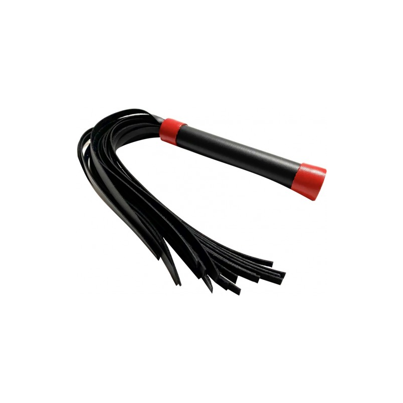 Черно-красная плеть из матовой экокожи с заклепками на рукояти 42 см