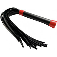 Черно-красная плеть из матовой экокожи с заклепками на рукояти 42 см