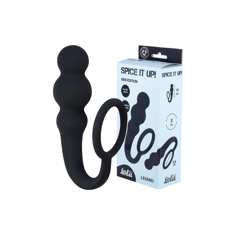 Анальная пробка с кольцом на пенис Spice It Up Legend Black