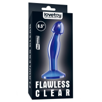 Анальная втулка Lovetoy Flawless Clear Prostate Plug синего цвета 17 см