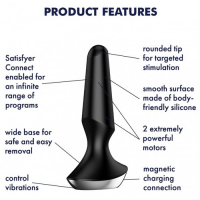 Анальный смарт-стимулятор с вибрацией Satisfyer Plug-ilicious 2 черный ДЕФОРОМИРОВАННАЯ УПАКОВКА