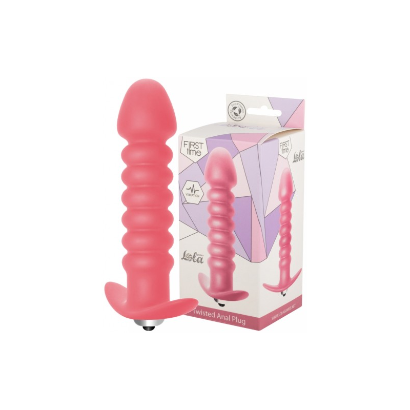 Рифленая анальная пробка с вибрацией Twisted Anal Plug Pink