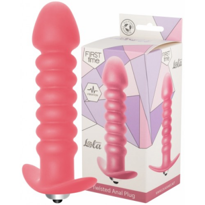 Рифленая анальная пробка с вибрацией Twisted Anal Plug Pink