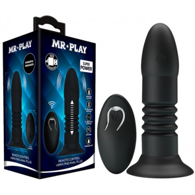 Анальная вибровтулка Mr Play с поступательными движениями и беспроводным управлением