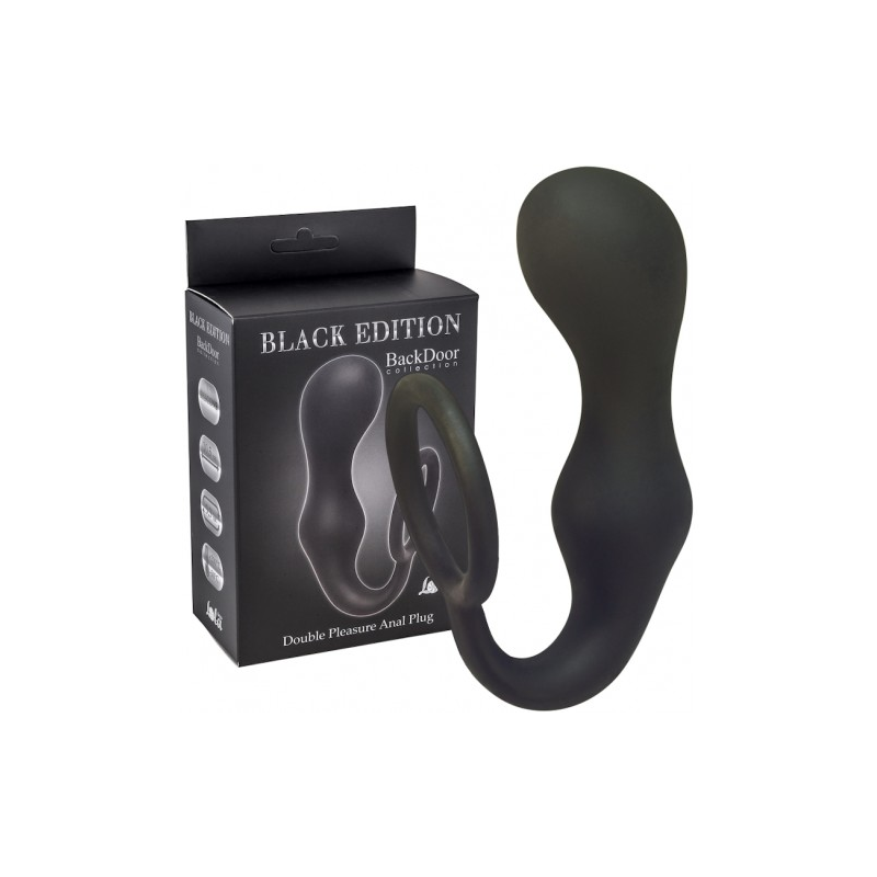 Анальная пробка с кольцом на пенис Double Pleasure Anal Plug Black
