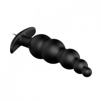 Анальная елочка черного цвета с проводным пультом и 12 режимами вибрации